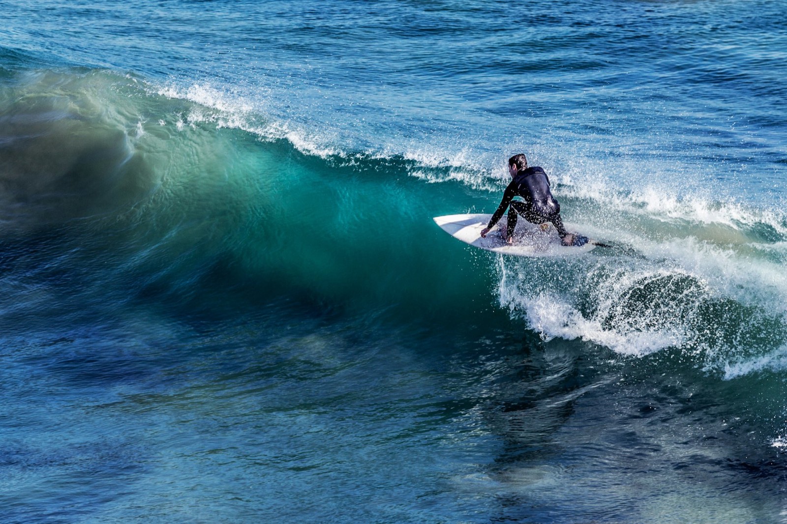 Surfer on a clean wave