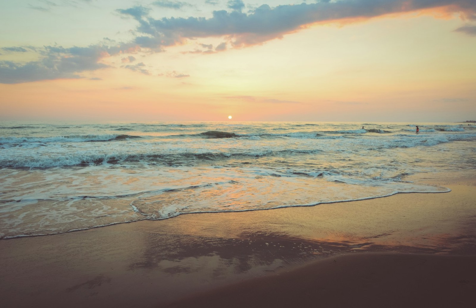 Tropical shoreline at sunset